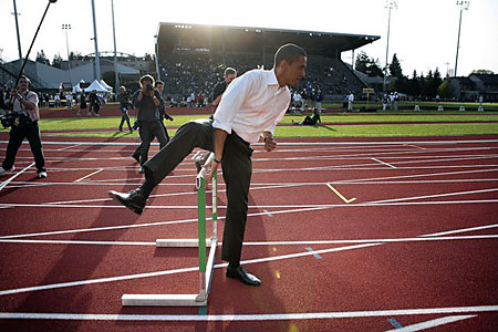 Obama takes hurdle