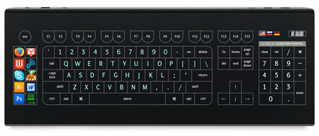 Optimus Tactus keyboard, text