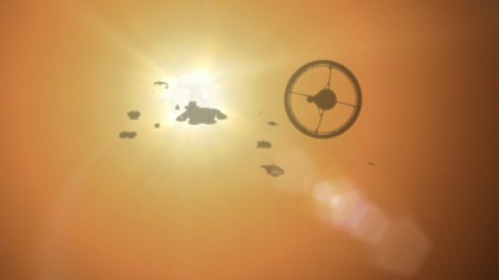 Battlestar Galactica fleet flies into the Sun