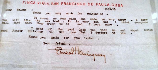 Ernest Hemingway handschrift